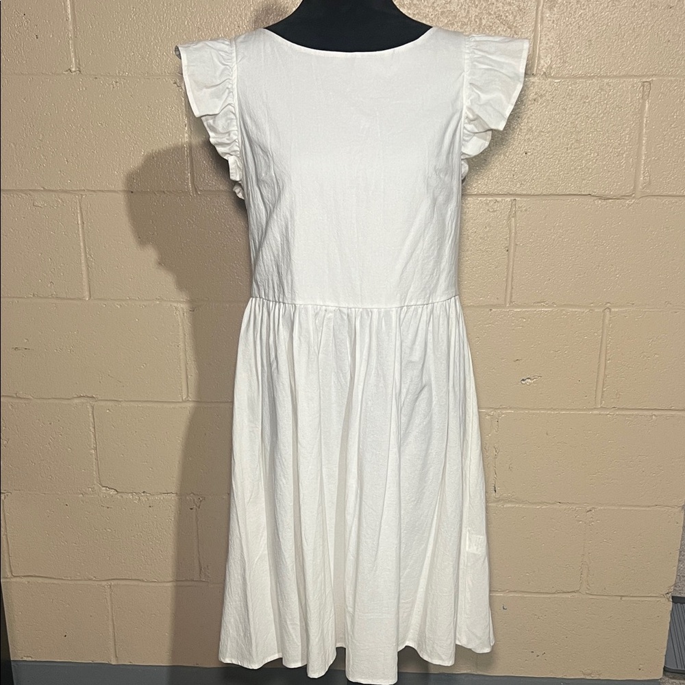 SHEIN White Ruffle Sleeve Dress